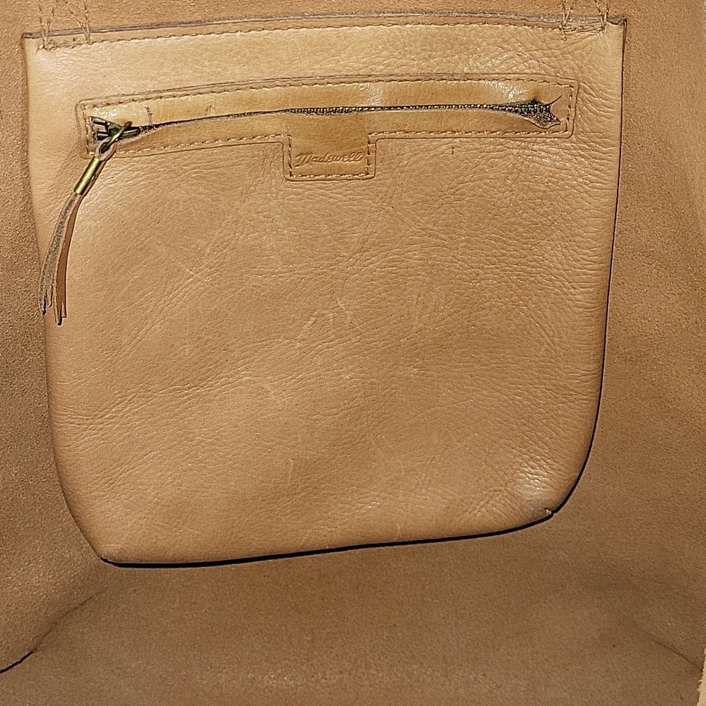 Madewell Tan Leather Embroidered Stripe Tote Bag - Picture 14 of 15